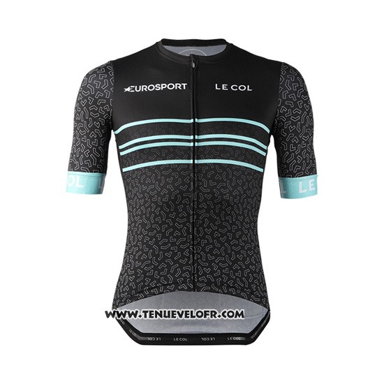 2019 Maillot Ciclismo Eurosport Lecol Noir Mint Manches Courtes et Cuissard